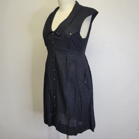 Anthropologie Postmark Womens US 10 Four Corners Shirt Dress Black Cotton Hi-Lo - Picture 7 of 12